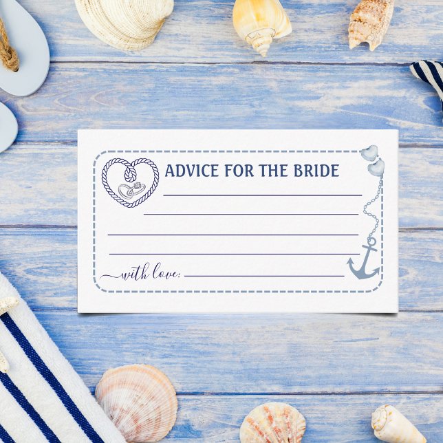 Sjöfartstips för Bröllopsfestens Ankarpunkt Tilläggskort (Advice for the Bride Enclosure Card | Nautical “Message in a Bottle” Theme)
