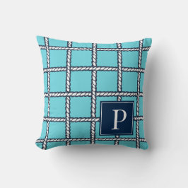 Sjöfartstyg –  Turkos Kustmonogram Kudde