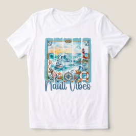 Sjöfartsvattenfärg Hav Solnedgång Strand Fyrtorn T Shirt