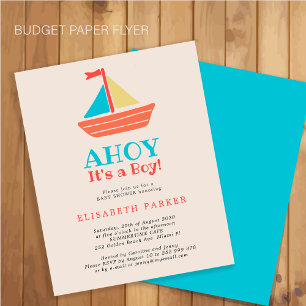 Sjöfartyg Ahoy Det är en pojke chic baby shower Fl Flygblad