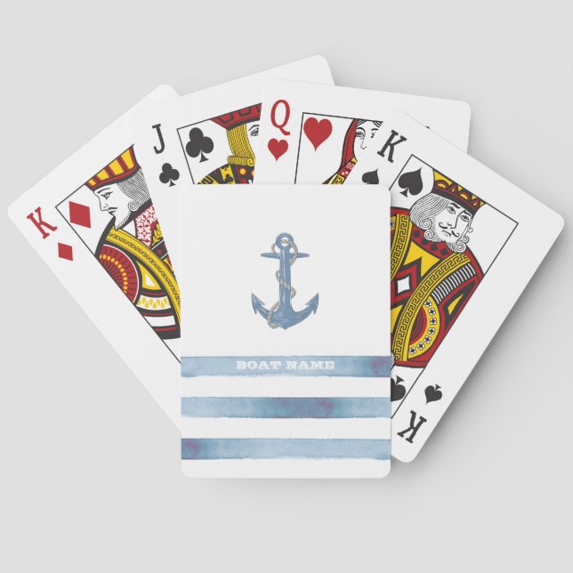 Sjöfartyg namn, Ankar, Rep, Ljusblå Ränder Casinokort (Baksidan)