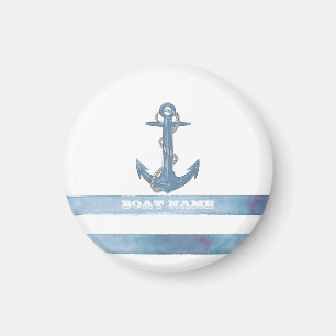 Sjöfartyg namn, Ankar, Rep, Ljusblå Ränder Magnet