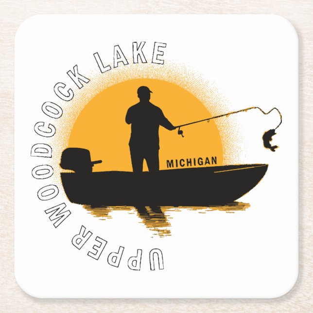 Sjöfiske Michigan Underlägg Papper Kvadrat (Framsidan)