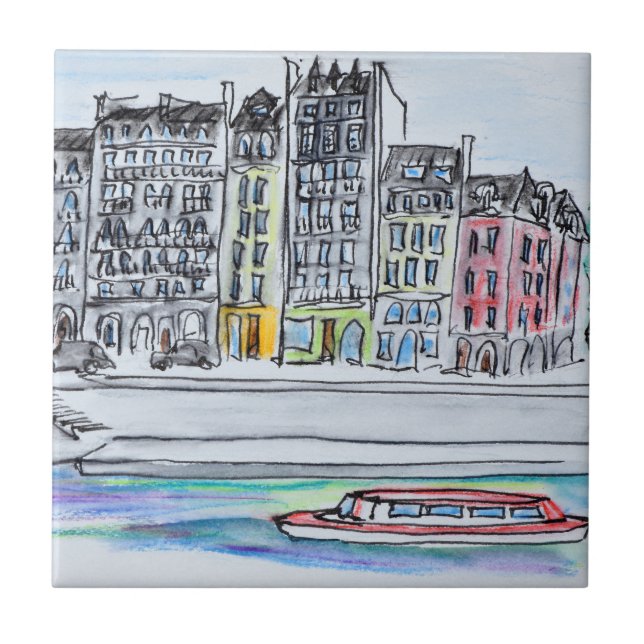 Sjöfloden| Ile Saint-Louis, Paris Kakelplatta (Framsidan)