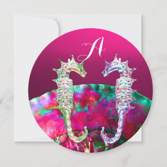 SJÖFOSER,ROSA NACRE BEACH WEDEDGE MONOGRAM INBJUDNINGAR (Framsida)