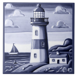 Sjöfyr vid Sea Blue and White Kakelplatta