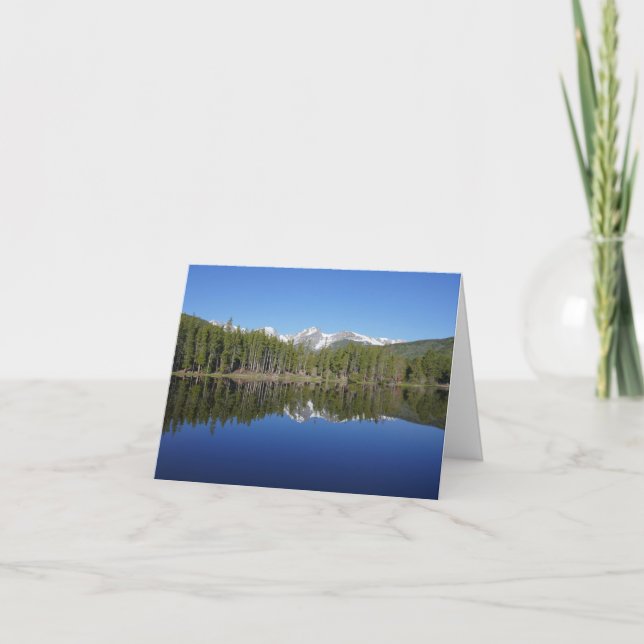 Sjöglatt spegelbild på Sprague Lake Kort (Framsida)