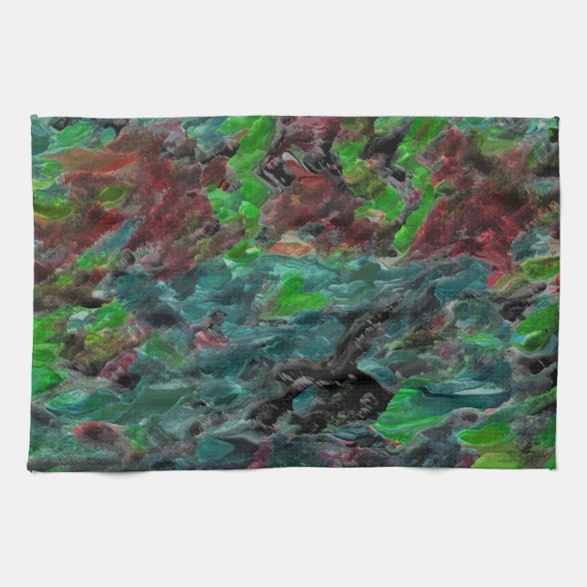 Sjögräs eller havskoraller med våg kökshandduk (Horisontell)