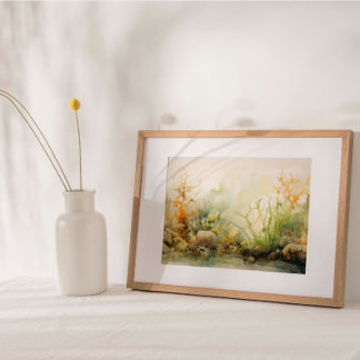 Sjögräs Kelp Garden Watercolor Skriv ut Poster