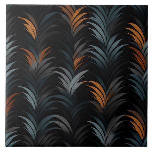 Sjögräs Mönster, Orange och blått, Art Deco Kakelplatta