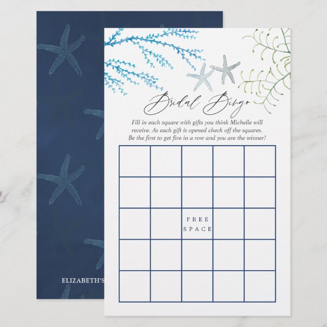 Sjögräs Nautical Shower Bingo Game (Fram/baksida)