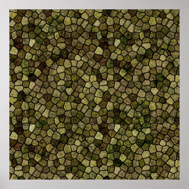 Sjögräs och Juniper Cobpled Patchwork Terrazo Patt Poster (Framsidan)