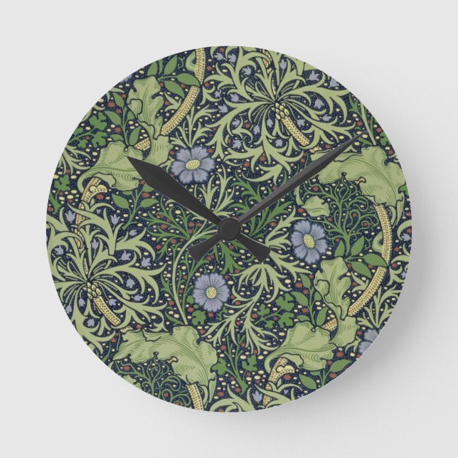 Sjögrästapetdesign som skrivs ut av John Henry De Rund Klocka (Framsida)