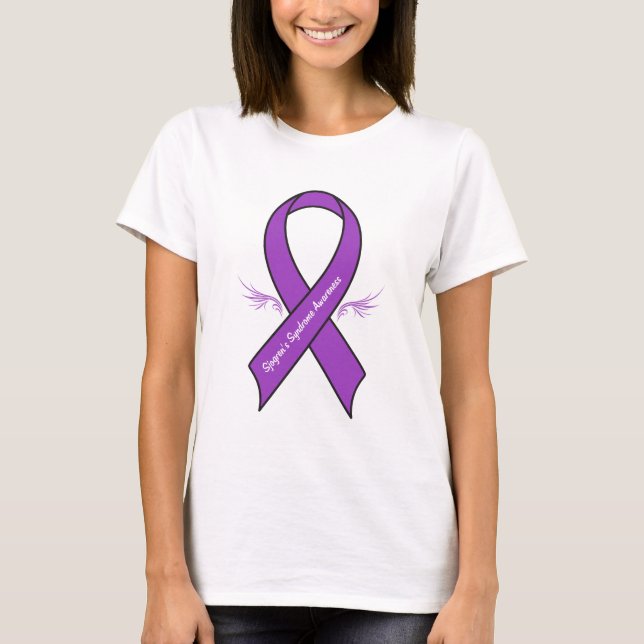 Sjogrens band för syndrommedvetenhet med vingar t-shirt (Framsida)