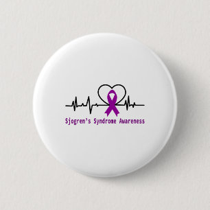 Sjogrens Syndrome Awareness Heartslag Lila Ribbo Knapp