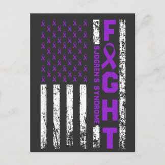 Sjogren's Syndrome Ribbon Fight US Flag Vykort
