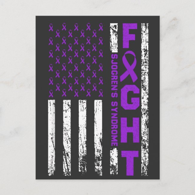 Sjogren's Syndrome Ribbon Fight US Flag Vykort (Framsida)