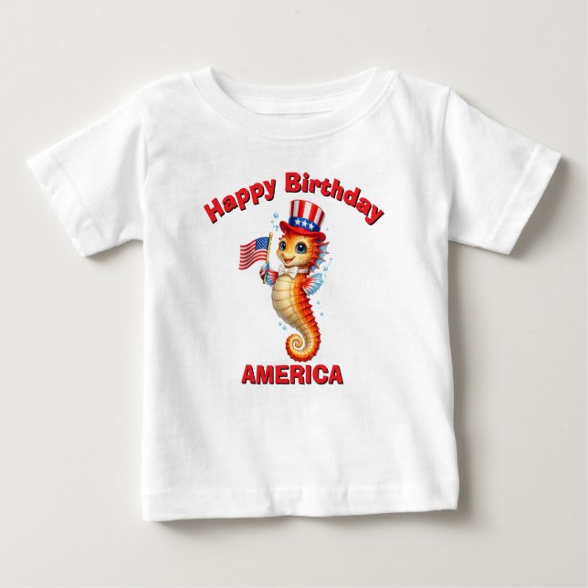 Sjöhäst (7a) Patriotisk Barn T-Shirt (Framsida)