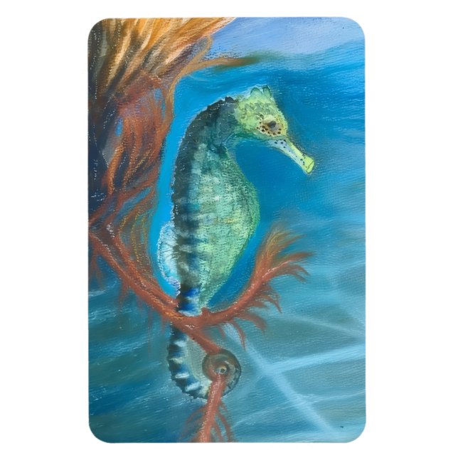 Sjöhäst bland sjögräs magnet (Vertikal)