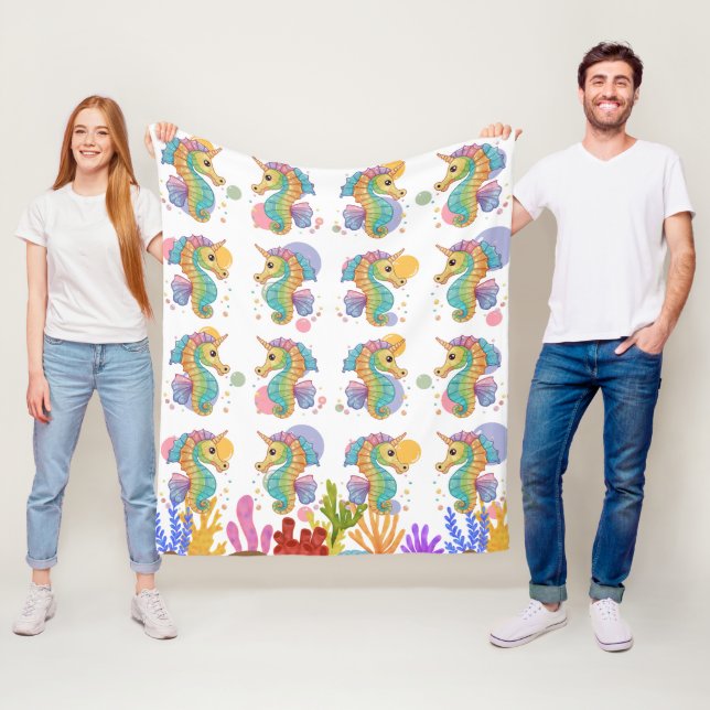 Sjöhäst Colorful Mönster Fleecefilt (På plats)