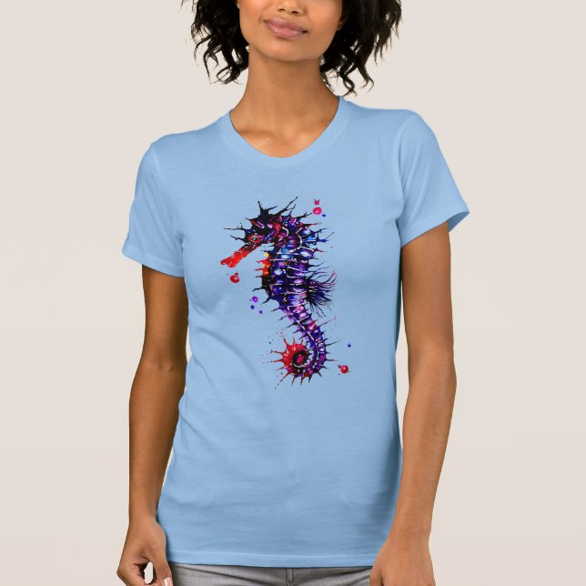 Sjöhäst Färgrik Akvarell T Shirt (Framsida)