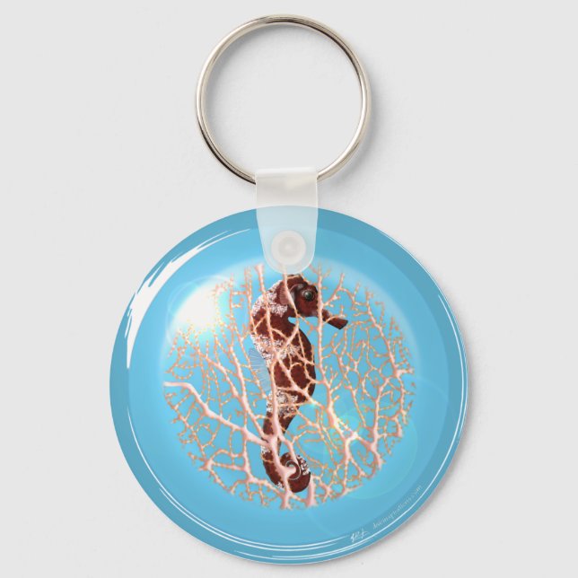 Sjöhäst i en bubbelnyckelkedja nyckelring (Framsida)