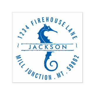 Sjöhäst i kretsen Self-Bläck Returadress Frimärke Självfärgande Stämpel