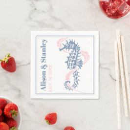 Sjöhäst och sjögräs dammiga blått och  bröllop pappersservett