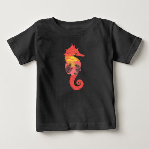 Sjöhäst Siluett Tropisk Ocean Solnedgång T Shirt
