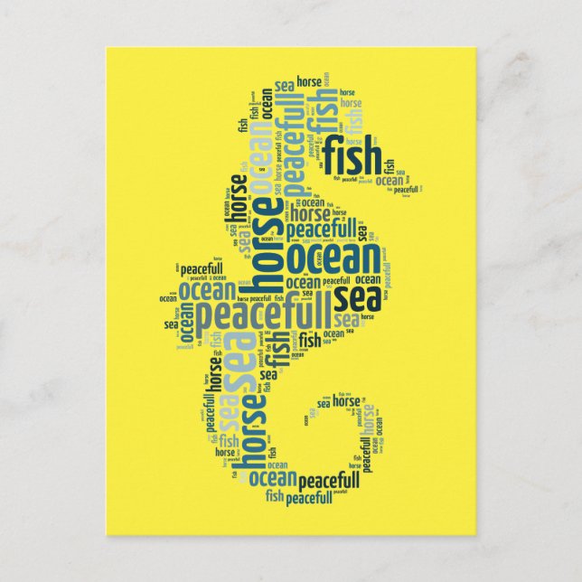 Sjöhäst som ordmolndesign vykort (Framsida)