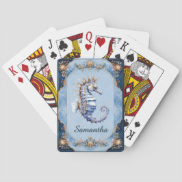 Sjöhäst strand tema blå elfenben spel natt casinokort