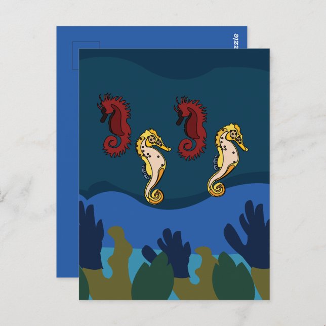 Sjöhäst under havsviken vykort (Fram/baksida)