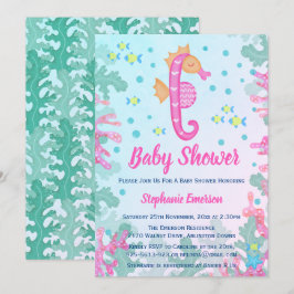 Sjöhäst under inbjudan till Sea Blue Baby Shower