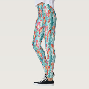 Sjöhästar med bubblor och Sjögräs Plant Life Leggings