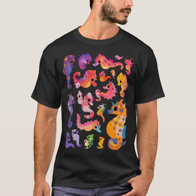Sjöhästar - mörk t shirt (Framsida)