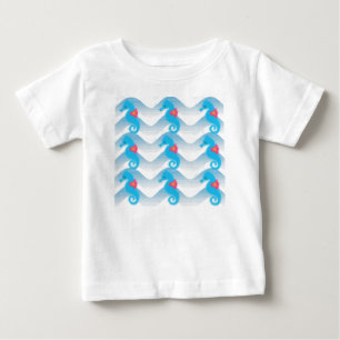Sjöhästar och blåa Vinkara Mönster Tee Shirt