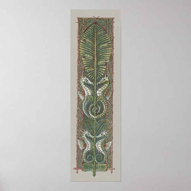 Sjöhästar och Sjögräs, Vintage Art nouveau Poster (Framsidan)