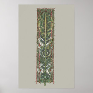 Sjöhästar och sjögräs, Vintage Art Nouveau Poster