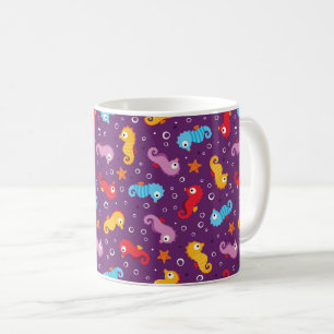 Sjöhästar Seamless Mönster Kaffemugg