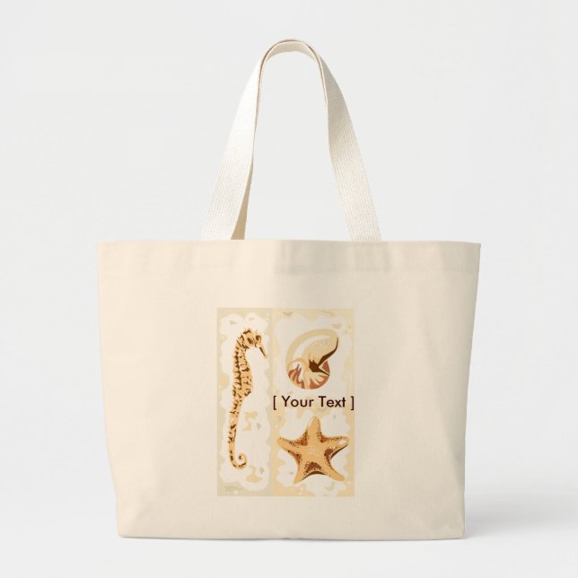 Sjöhästar Seashells Aquatic Life Tote Bag Jumbo Tygkasse (Framsidan)
