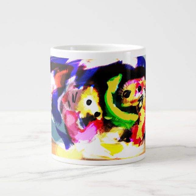Sjöhästar sommar glädje ädelsten   jumbo mugg (Framsidan)
