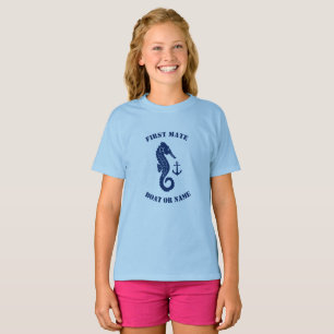 Sjöhästen Anchor First Mate Boat eller Namn Navy B T Shirt