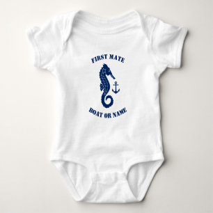 Sjöhästen Anchor First Mate Boat eller Namn Navy W T Shirt