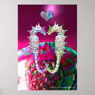 SJÖHJORTAR I ROSA FUCHSIA PÄRLMOR FÖRÄLSKADE POSTER