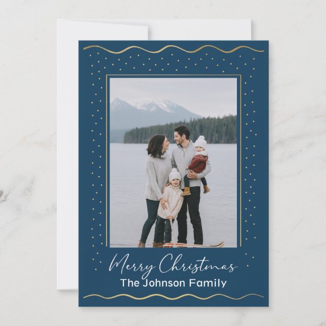 Sjöinspirerad familj julkort med foto (Framsida)