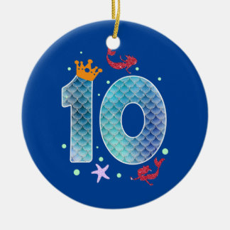 Sjöjungfru 10-årsdag Tio år gammal flicka 10 Julgransprydnad Keramik