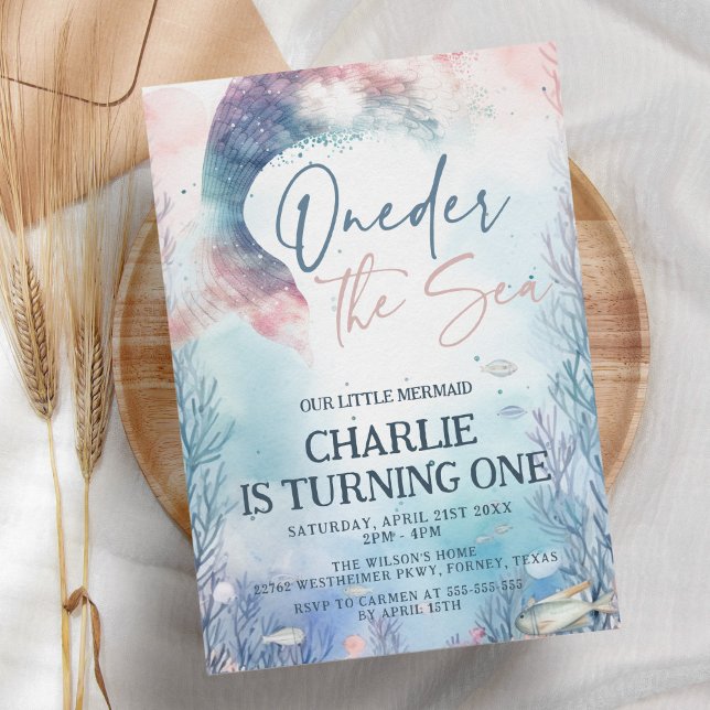 Sjöjungfru 1:a födelsedag 1:a födelsedag inbjudningar (Skapare uppladdad)