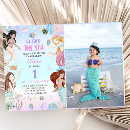 Sjöjungfru 1:a födelsedag i Party Inbjudningar