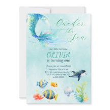 Sjöjungfru 1:a födelsedag vattenfärg Vår lilla Sjö