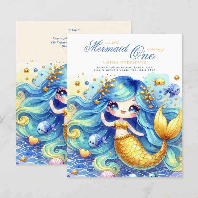 Sjöjungfru 1:a födelsedagen eller EDIT AGE Teal Gu (Fram/baksida)